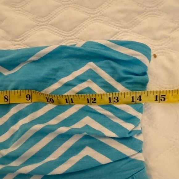 NWT turquoises and white chevron Maxi Dress womens  size L strapless - Picture 10 of 11